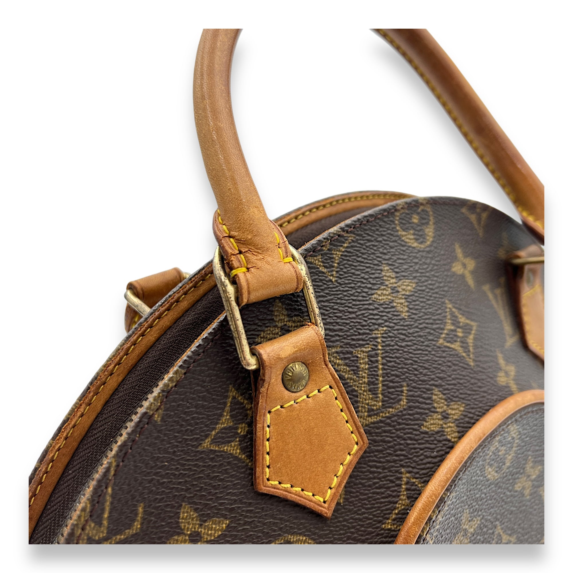 Ellipse Top Handle Bag Brown in Monogram Coated Canvas, Gold hardware