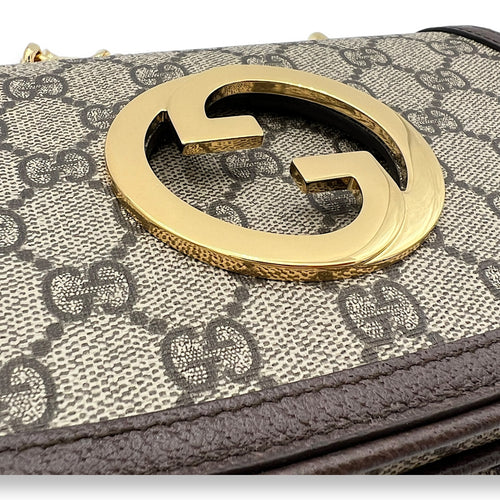 Blondie Shoulder Bag Brown in Monogram Coated Canvas, Gold hardware