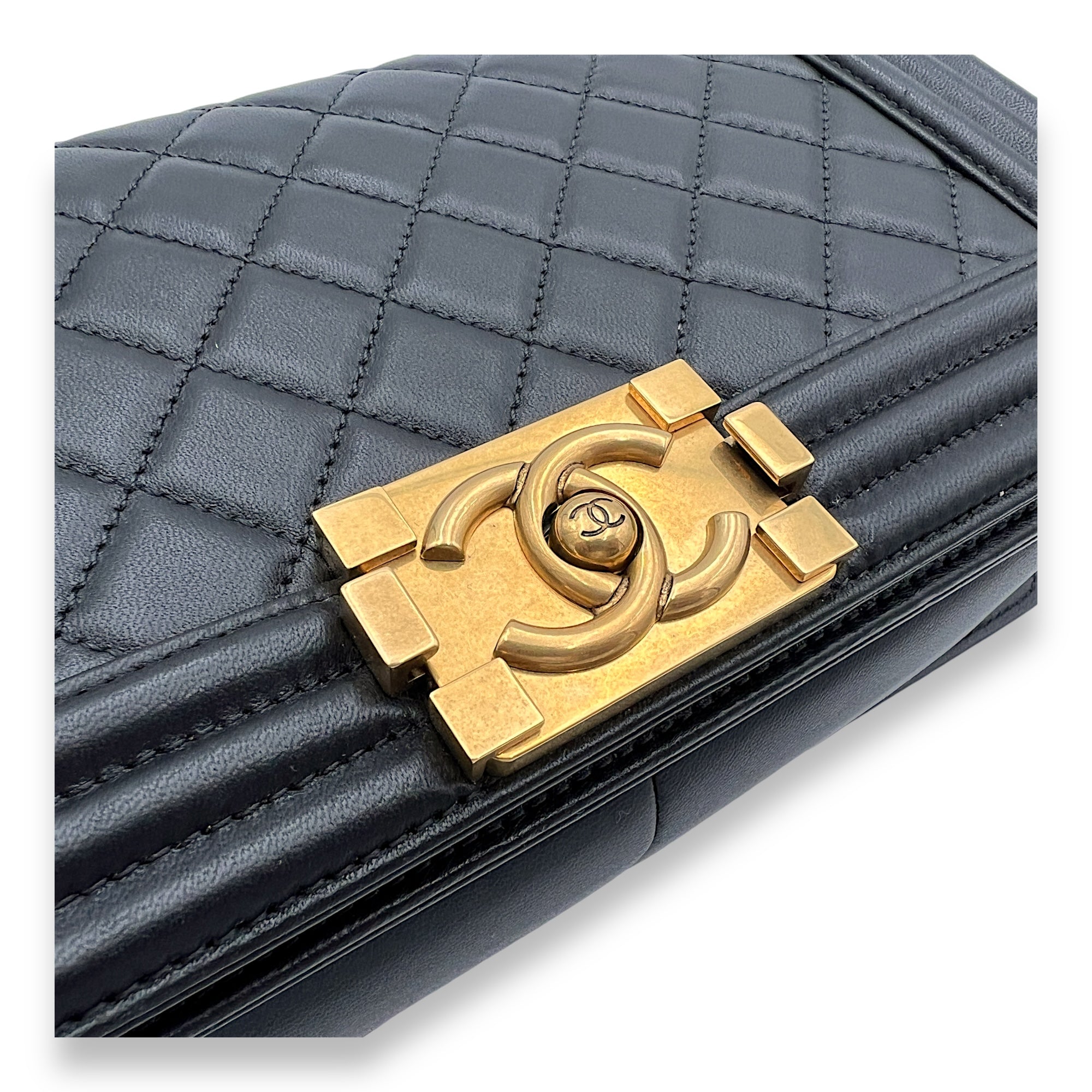 Boy Crossbody Bag Medium Black in Lambskin, Gold hardware