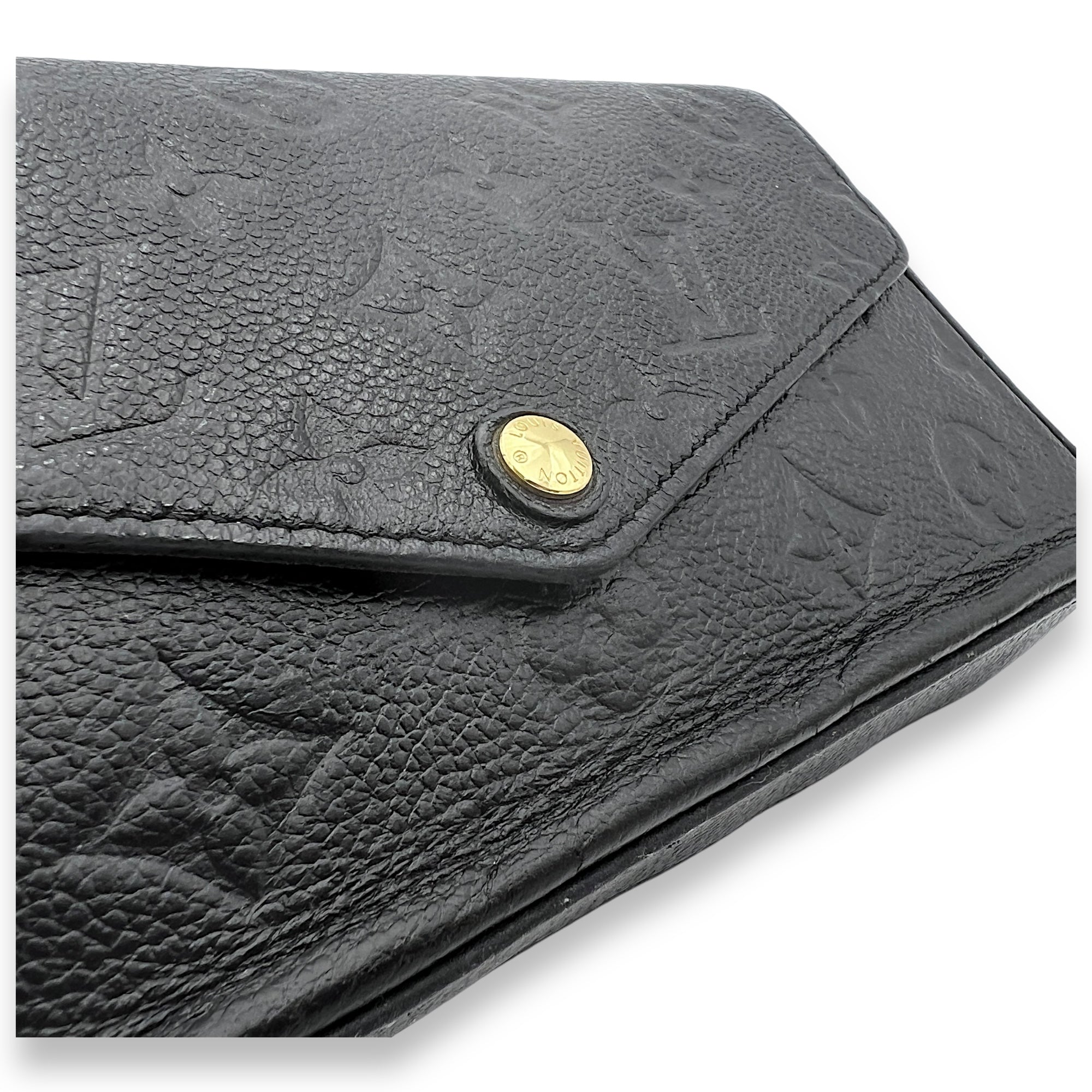 Felicie Wallet On Chain Black in Monogram Empreinte Leather, Gold hardware