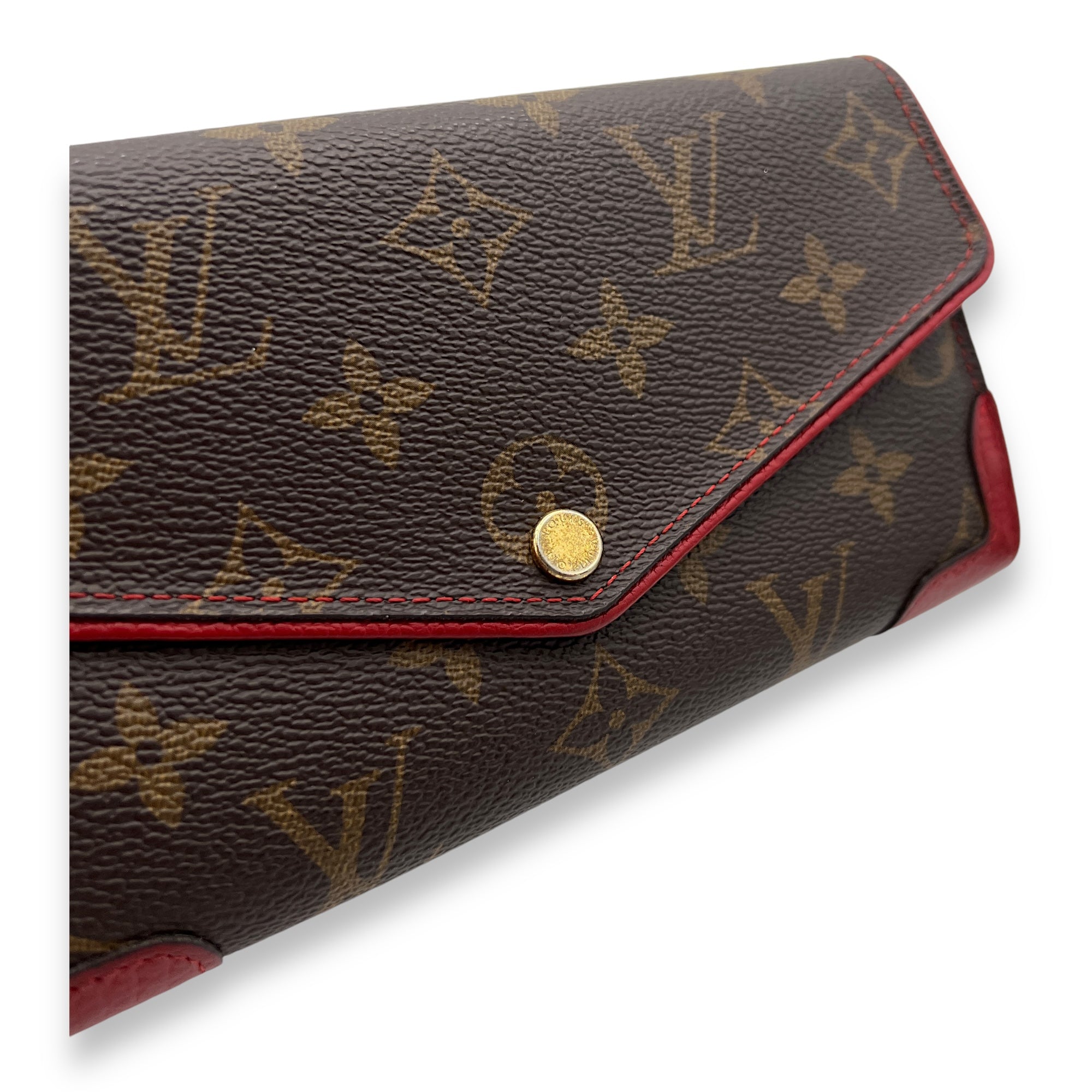 Sarah Retiro Wallet Brown in Monogram Coated Canvas, Gold hardware