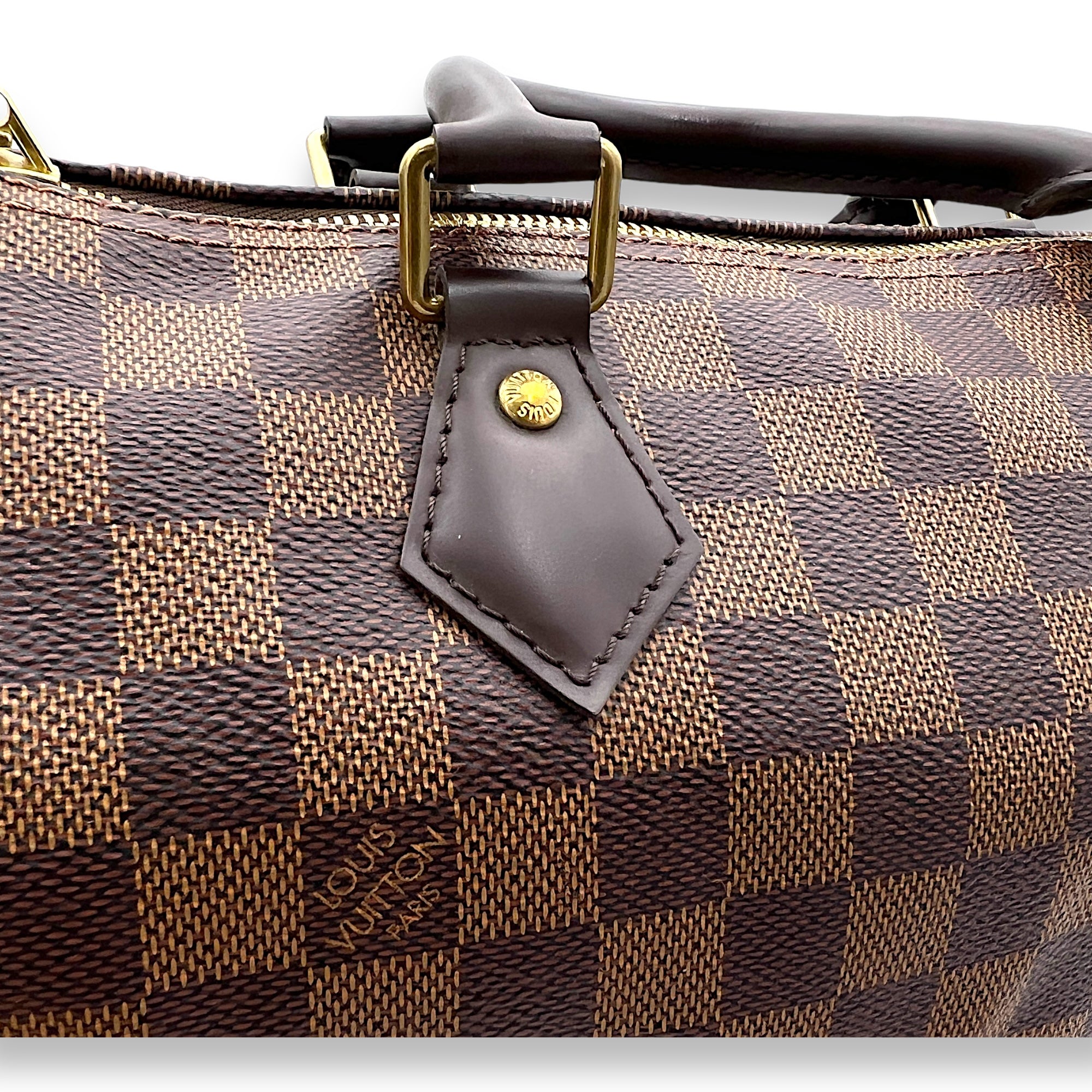 Speedy Top Handle Bag 30 Brown in Coated Canvas, Gold hardware