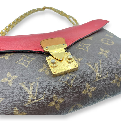 Pallas Shoulder Bag Brown in Monogram Coated Canvas, Gold hardware