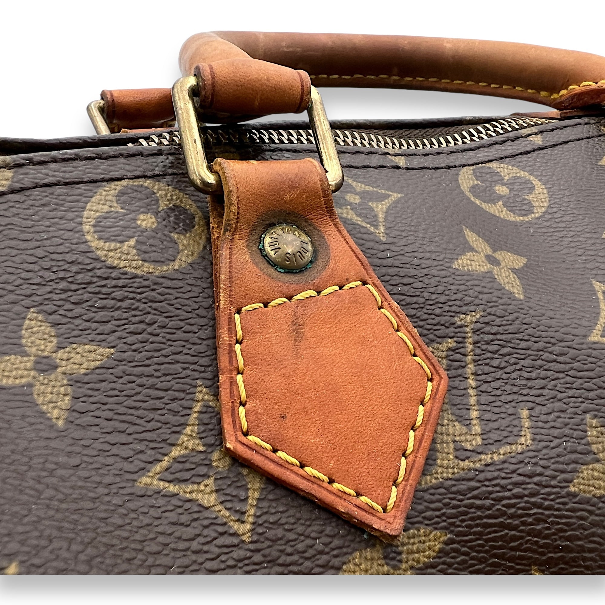 Speedy Top Handle Bag 30 Brown in Monogram Coated Canvas, Gold hardware