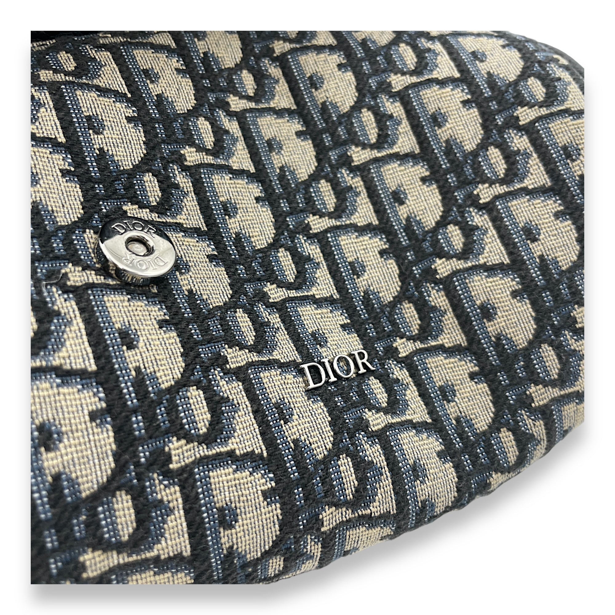 Saddle Roller Blue Crossbody Bag in Jacquard, Silver hardware