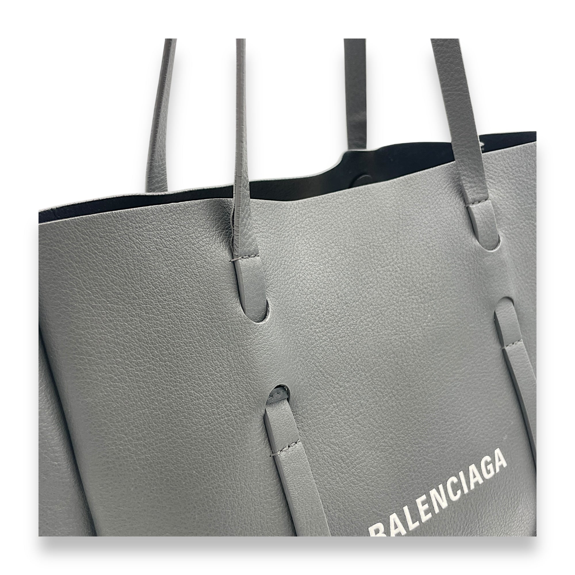 Everyday Tote Bag Grey in Calfskin, Silver hardware