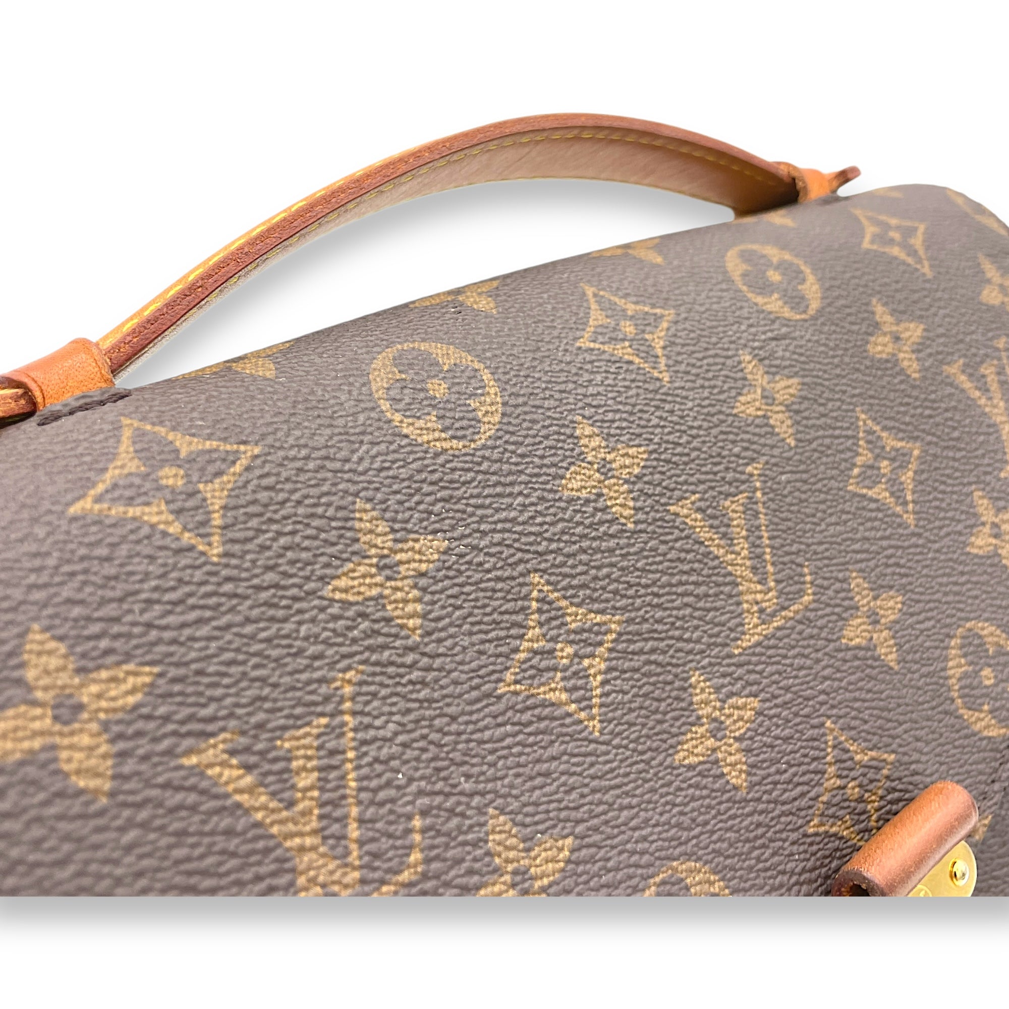 Metis Brown Crossbody Bag in Monogram Coated Canvas, Gold hardware