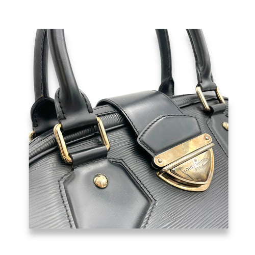 Bowling Montaigne Black Top Handle Bag in Epi Leather, Silver hardware