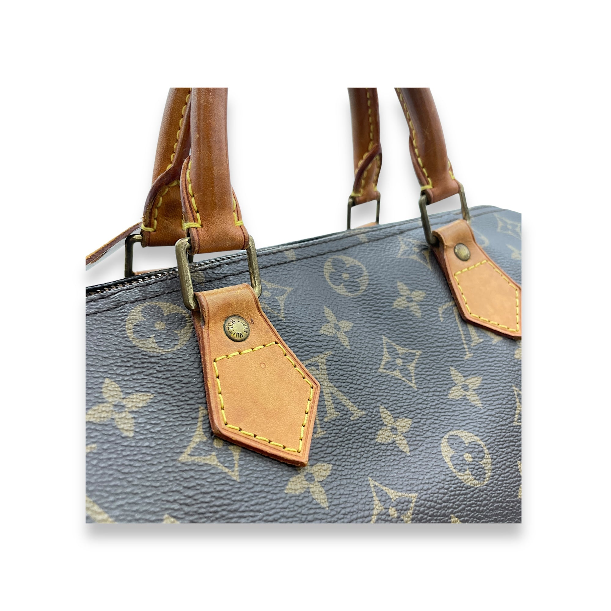 Speedy Top Handle Bag 30 Brown in Monogram Coated Canvas, Gold hardware