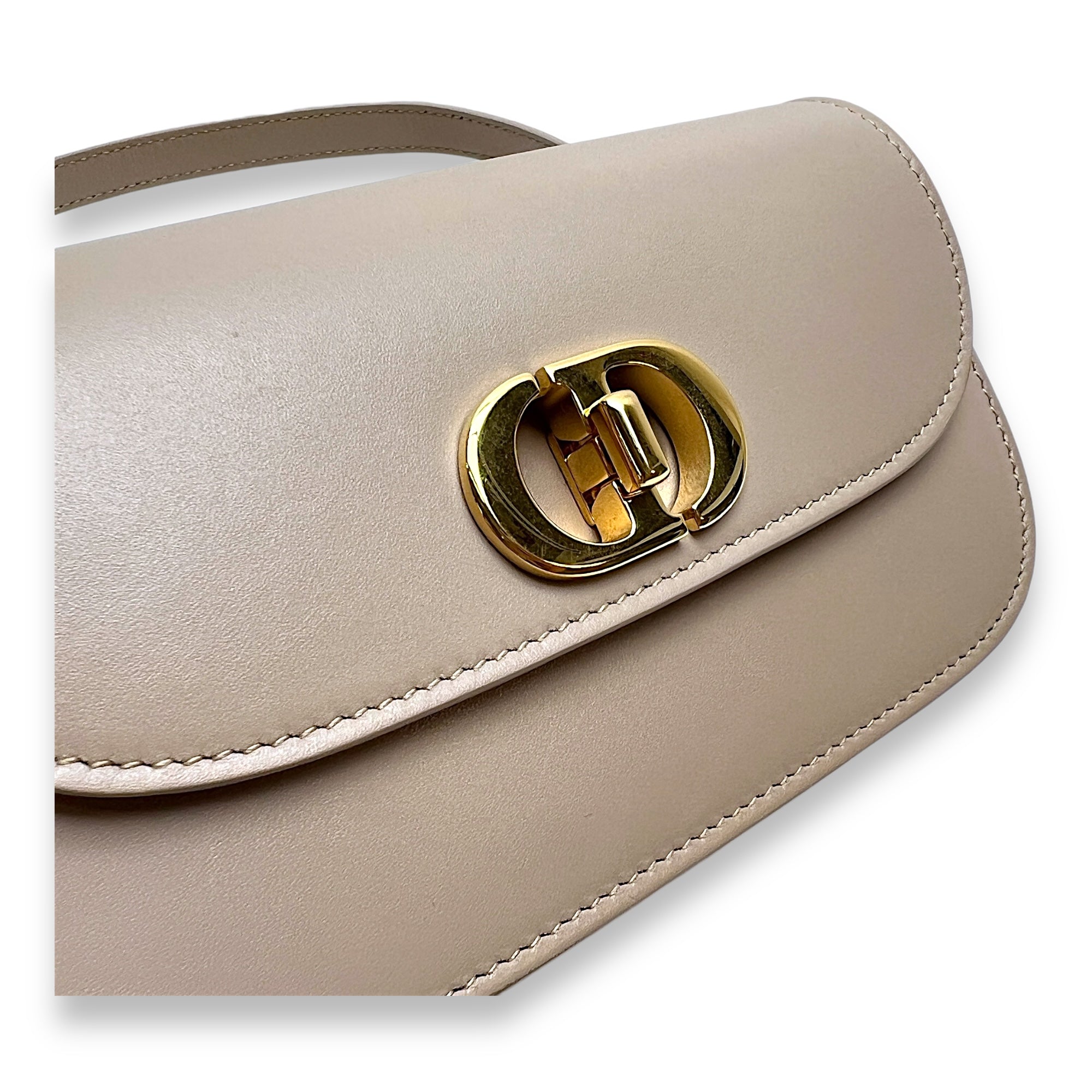 Montaigne Avenue Beige Crossbody Bag in Calfskin, Gold hardware