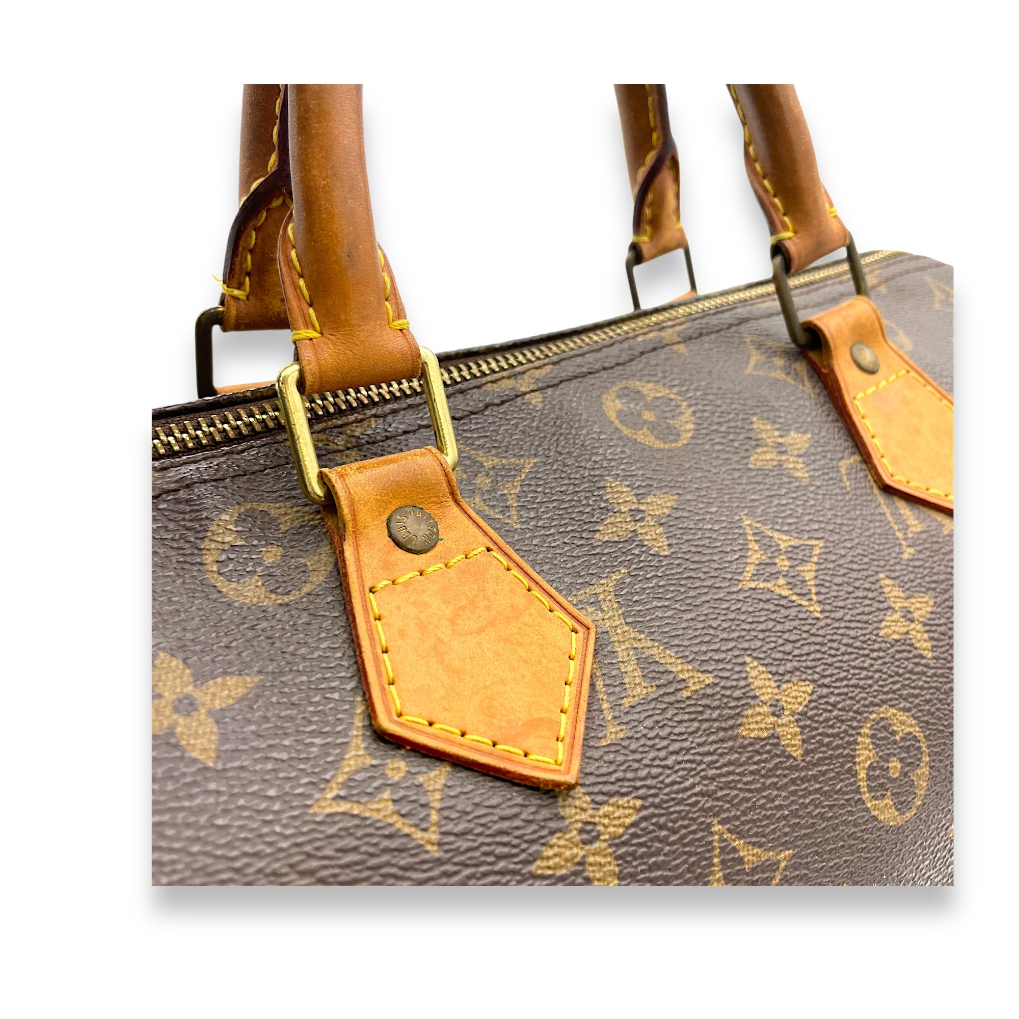 Speedy Top Handle Bag 30 Brown in Monogram Coated Canvas, Gold hardware