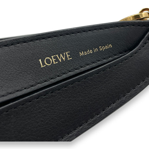 Luna Black Shoulder Bag in Jacquard, Gold hardware