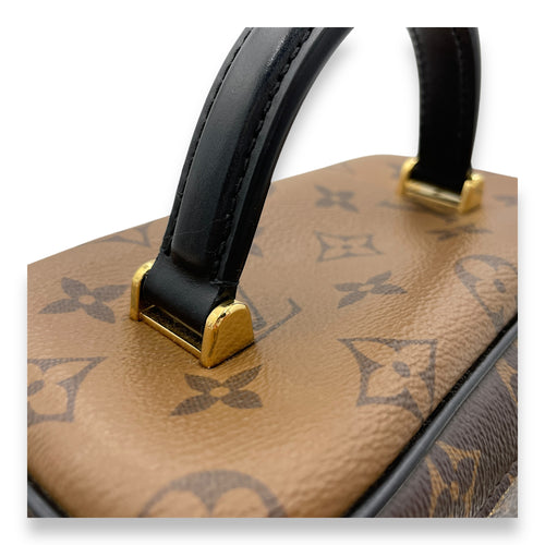 Reverse Vanity PM Brown Top Handle Bag in Monogram Coated Canvas, Gold hardware