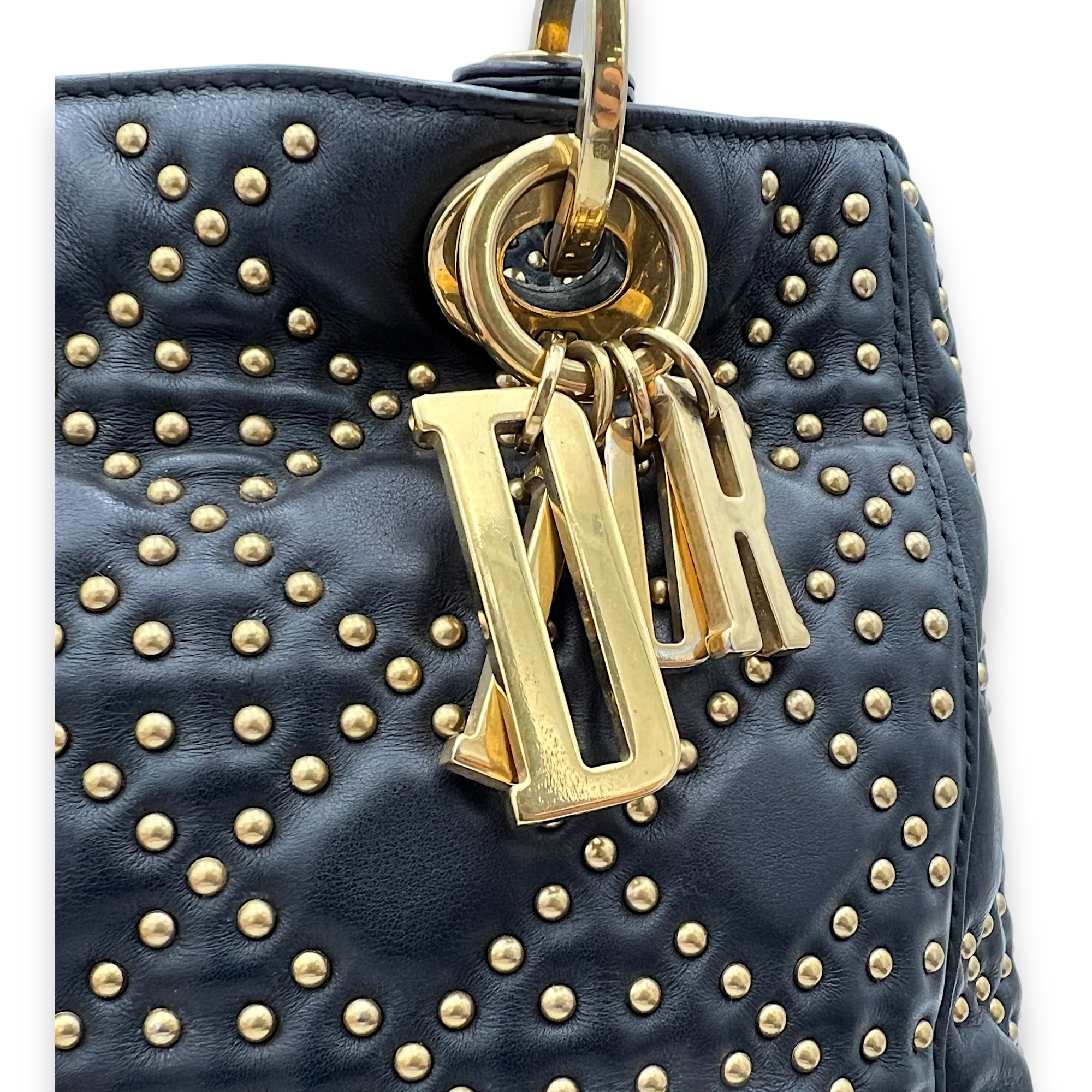 Lady Dior Medium Top handle bag in Lambskin, Gold Hardware