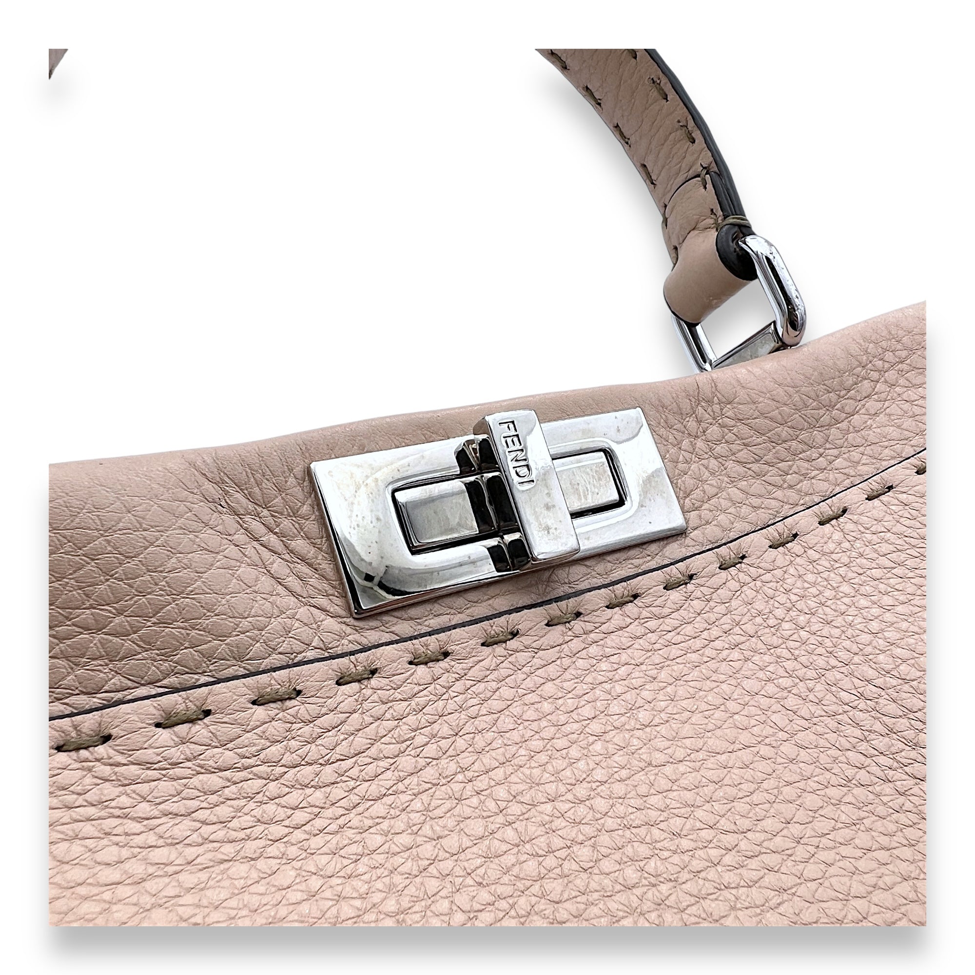 Peekaboo Medium Top handle bag in Calfskin, Silver Hardware