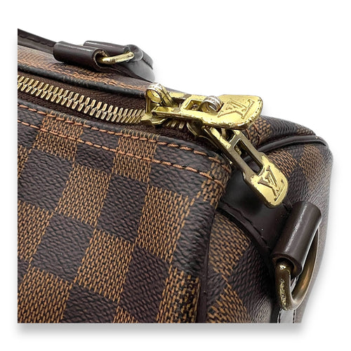 Speedy Bandouliere 30 Damier Ebene Top Handle Bag in Coated Canvas, Gold hardware