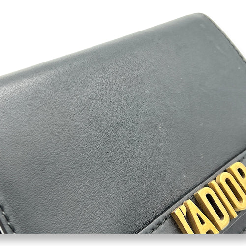 J'adior Black Wallet On Chain in Lambskin, Gold hardware