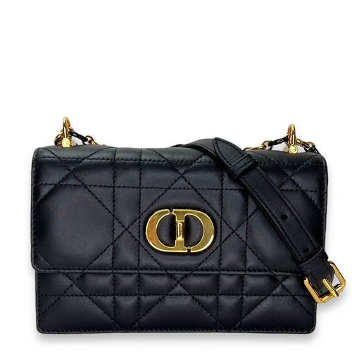 Miss Caro Black Crossbody Bag in Calfskin, Gold hardware