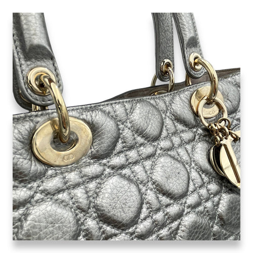 Lady Dior Large Top handle bag in Calfskin, Gold Hardware