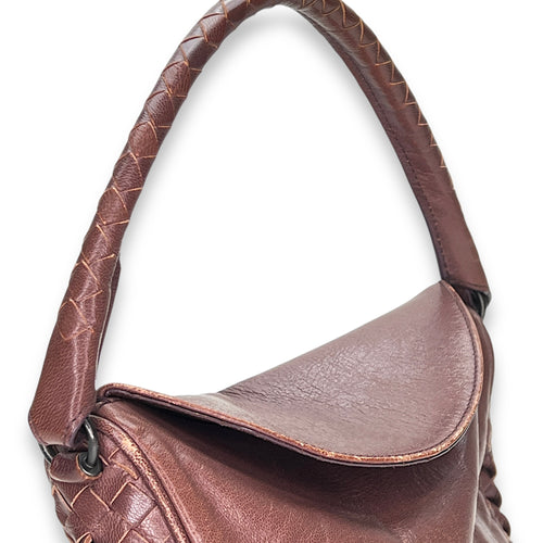 Intrecciato Shoulder bag in Calfskin, Gunmetal Hardware