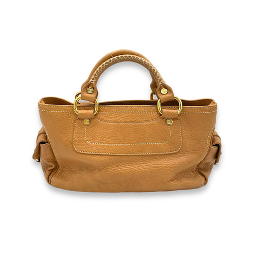 Boogie Top Handle Bag Beige in Calfskin, Gold hardware