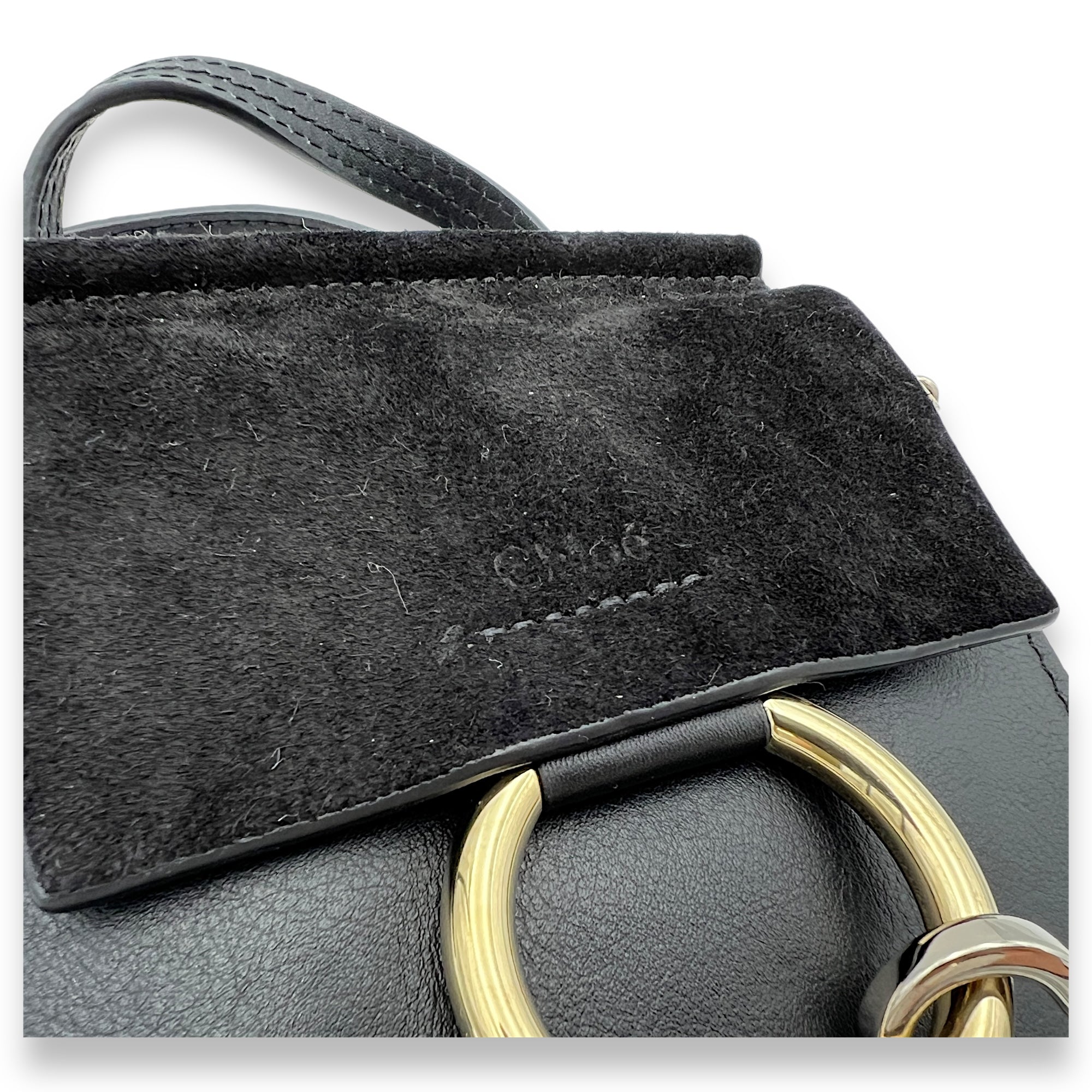 Faye Small Black Crossbody Bag in Calfskin, Gold hardware