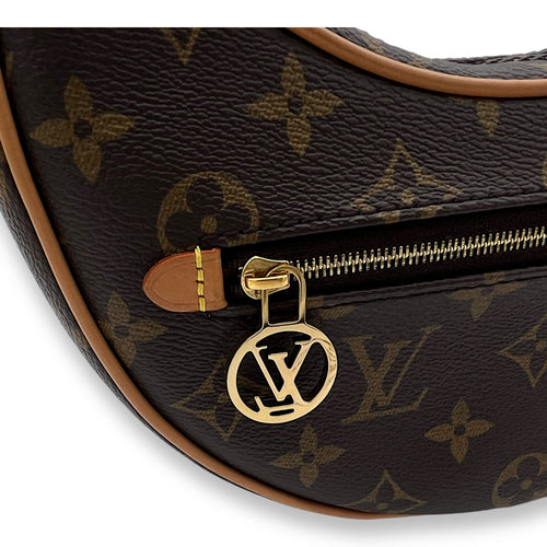 Loop Shoulder Bag Brown in Monogram Coated Canvas, Gold hardware