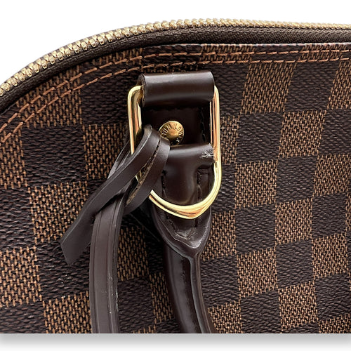 Alma BB Damier Ebene Top Handle Bag in Coated Canvas, Gold hardware