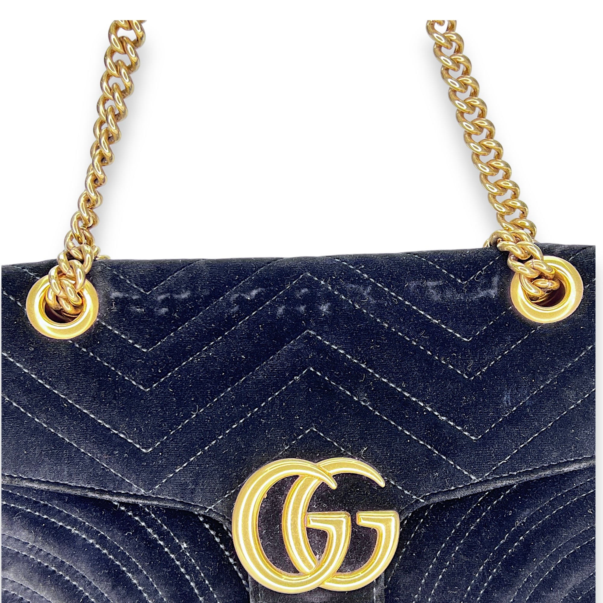 GG Marmont Small Crossbody bag in Velvet, Gold Hardware