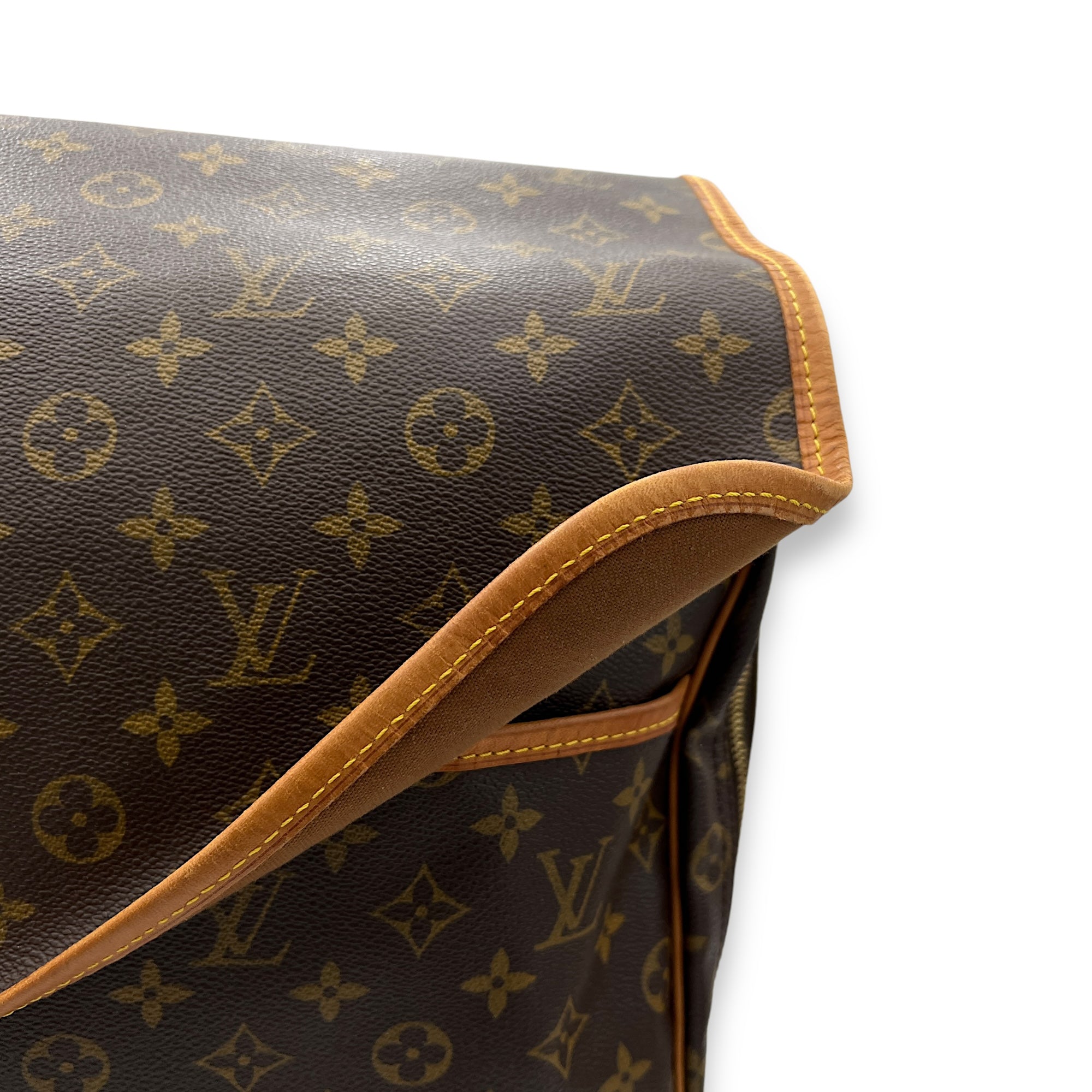 Sac Chasse Hunting Brown Top Handle Bag in Monogram Coated Canvas, Gold hardware