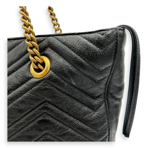 GG Marmont Tote Bag Black in Calfskin, Gold hardware