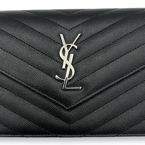 Cassandre Wallet On Chain Black in Calfskin, Silver hardware