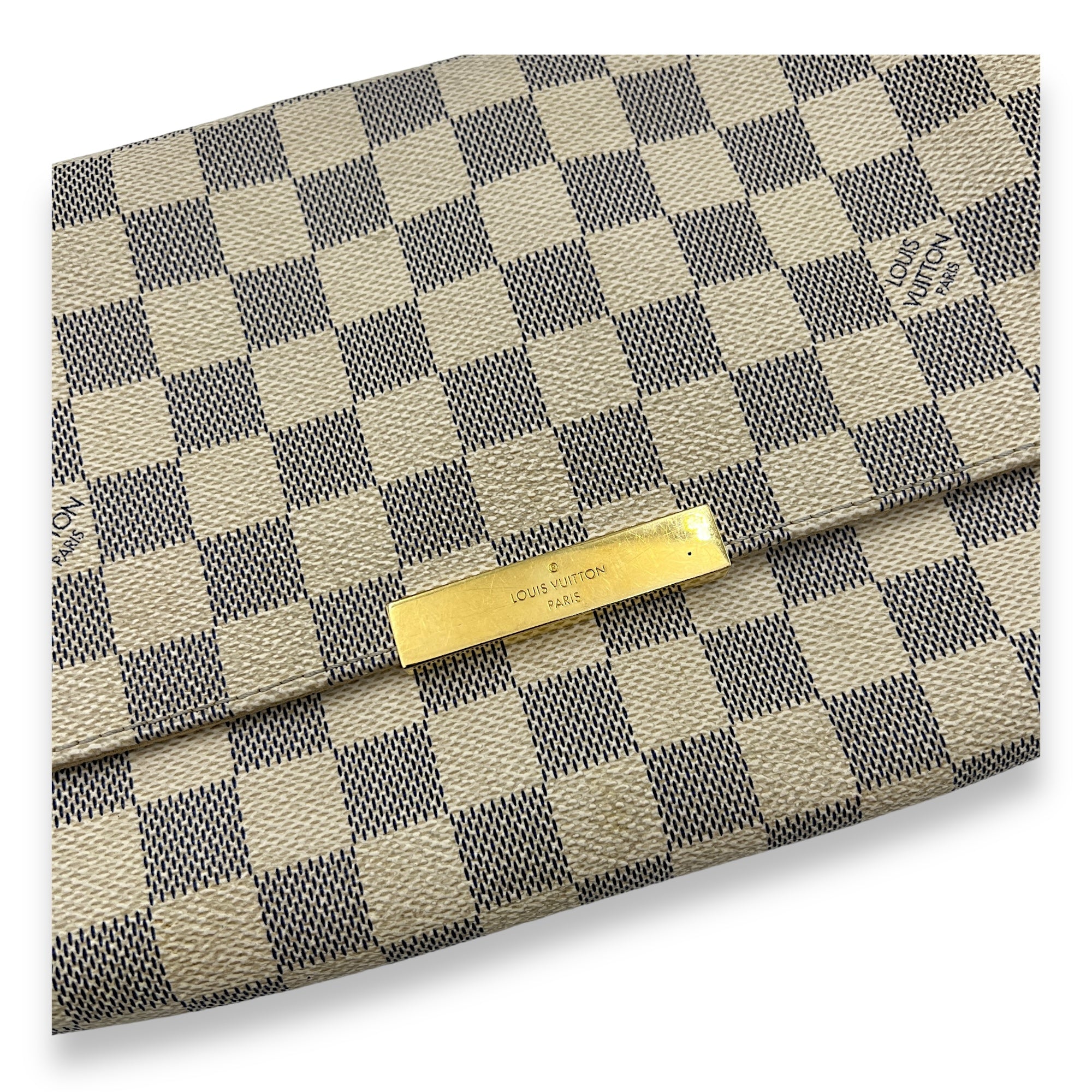 Favourite Crossbody Bag Damier Azur in Coated Canvas, Gold hardware