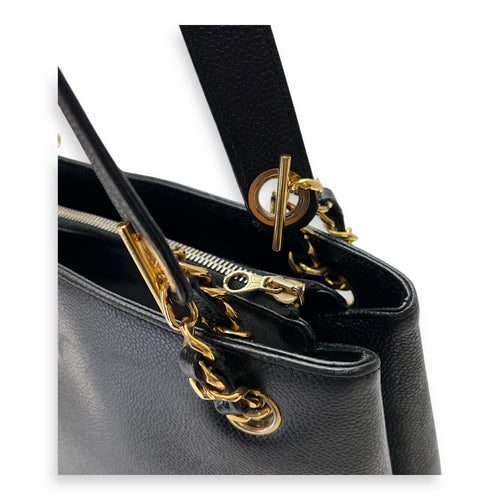 CC Vintage Black Tote Bag in Caviar Leather, Gold hardware