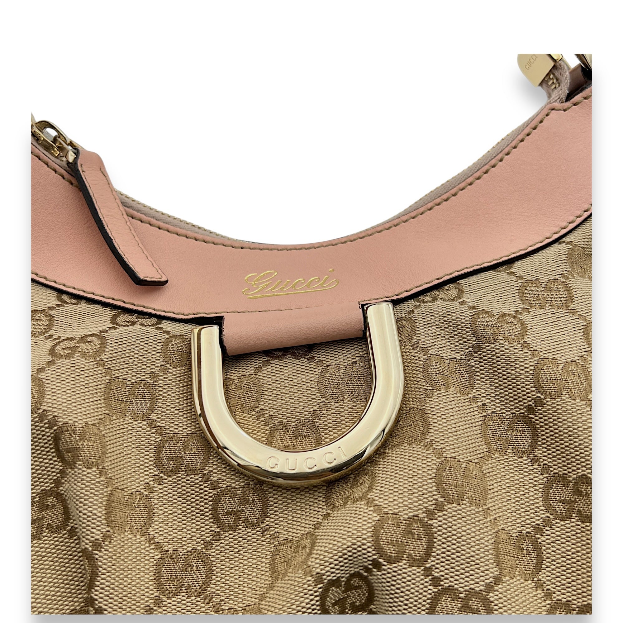 Abbey D Ring GG Monogram Top handle bag in Canvas, Light Gold Hardware