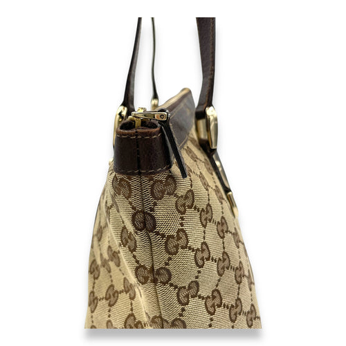 GG Supreme Brown Shoulder Bag in Canvas, Gold hardware