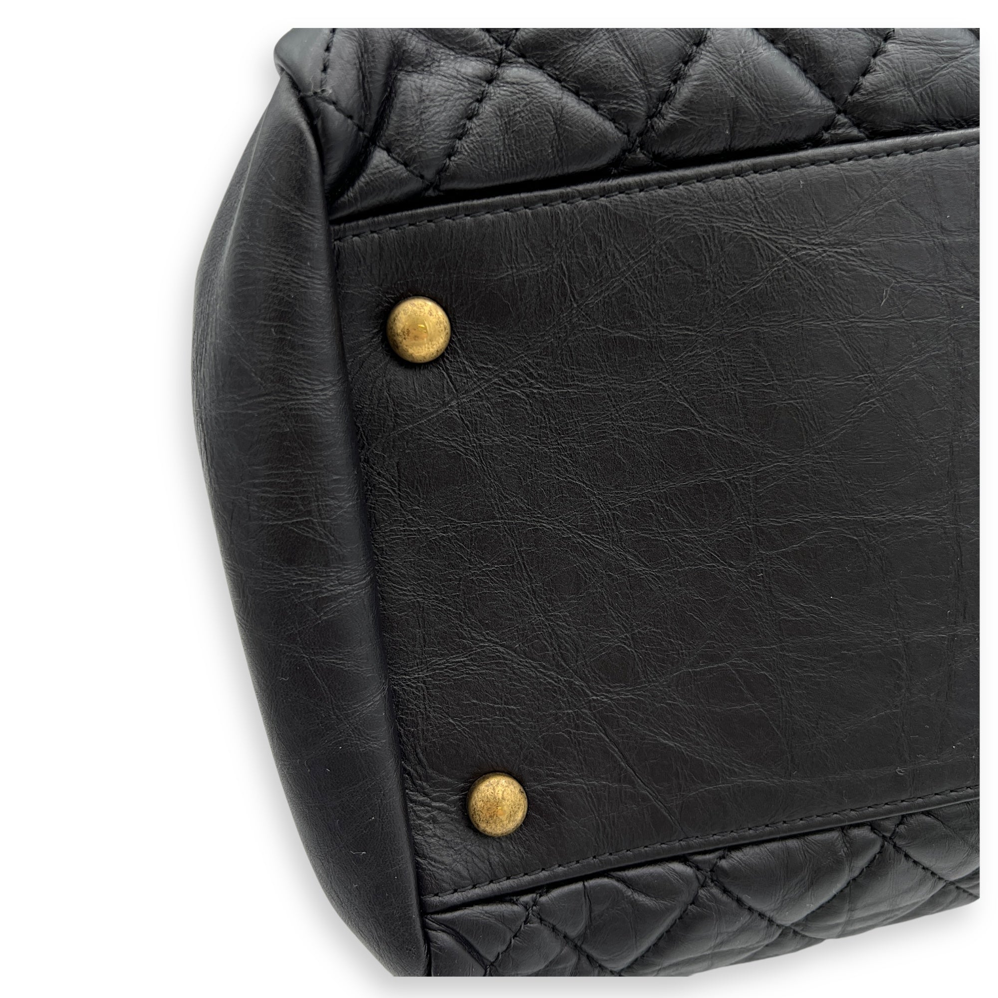 Mademoiselle Shoulder Bag Black in Calfskin, Gold hardware