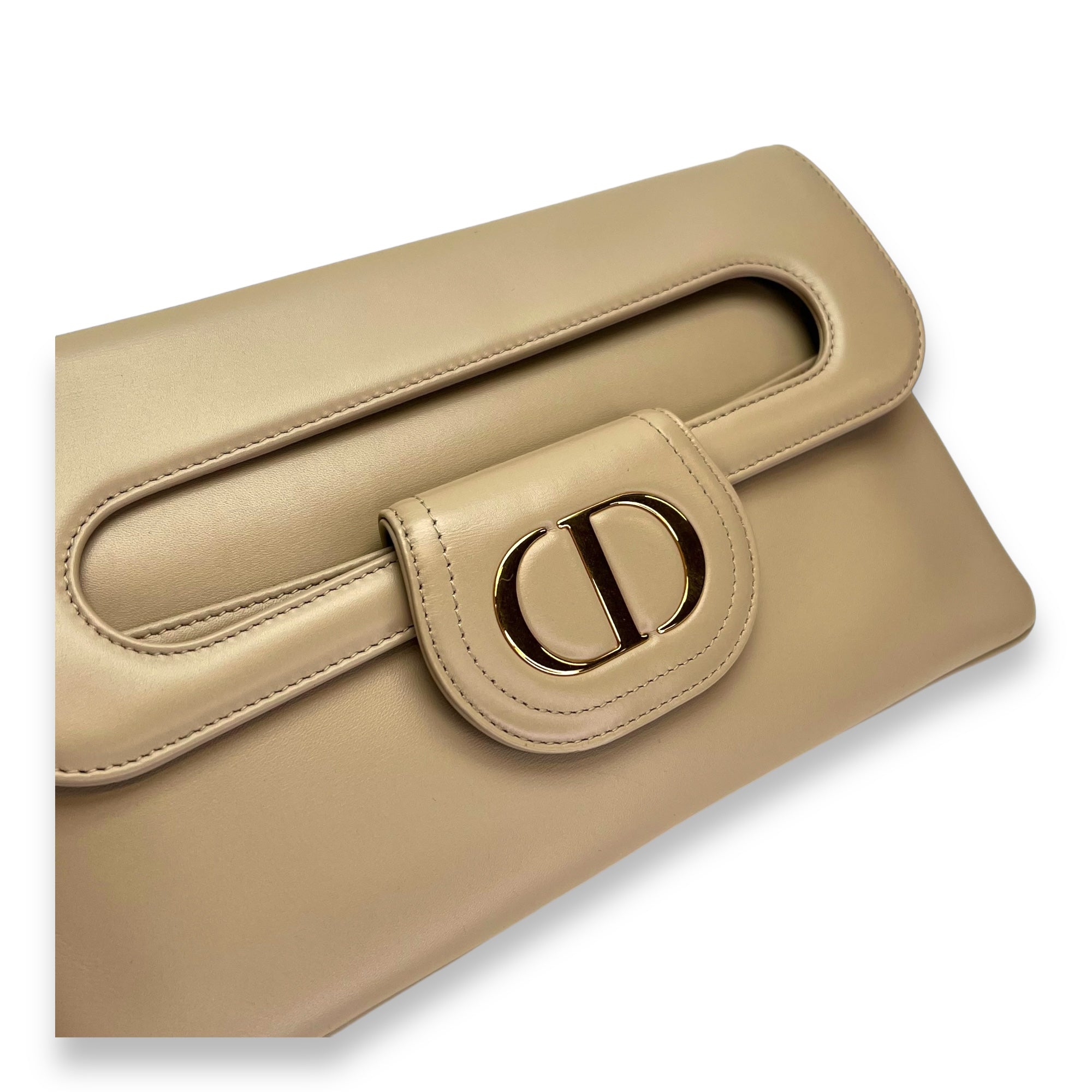 Diordouble Clutch in Calfskin, Gold Hardware