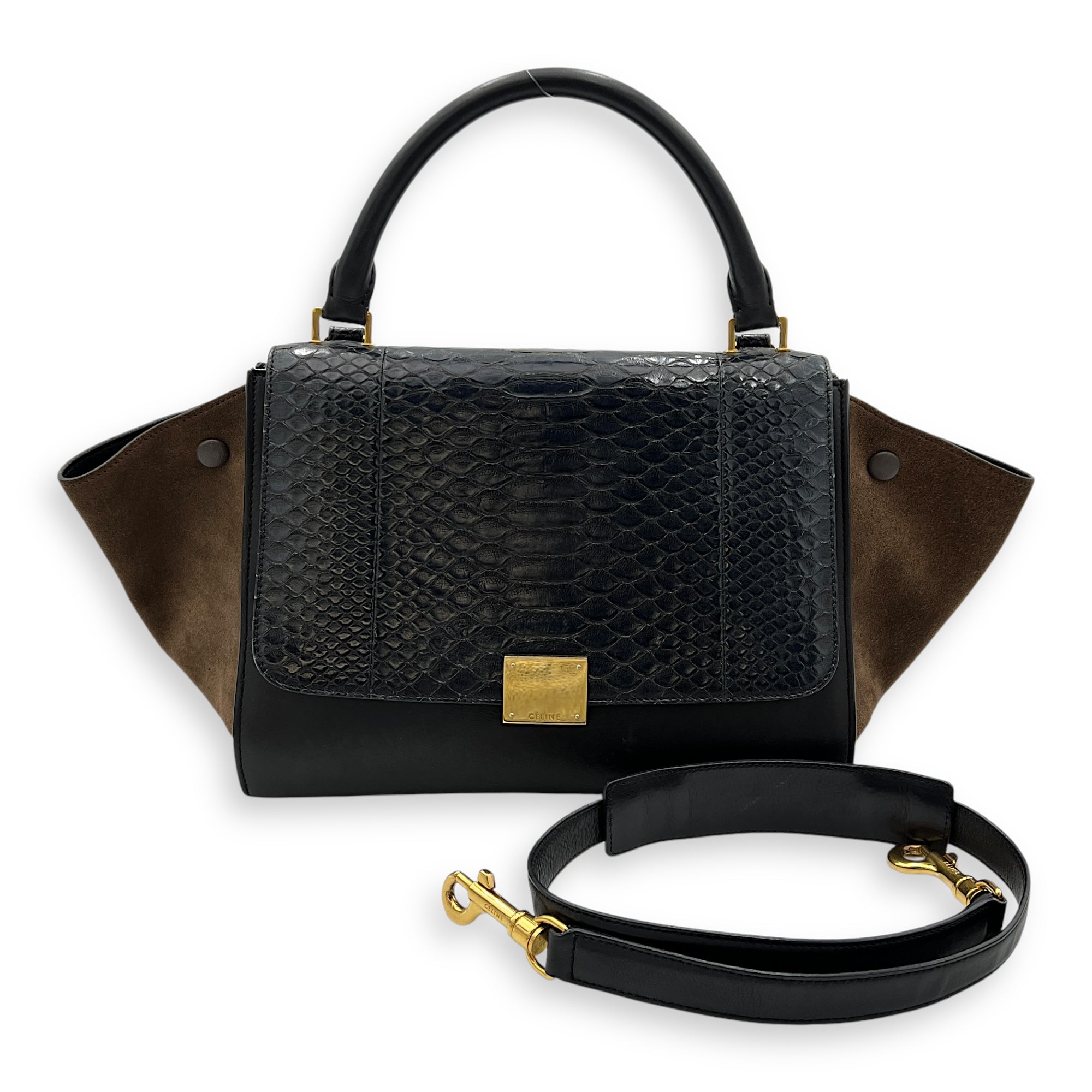 Trapeze Top handle Bag Small Multi-colour in Calfskin , Gold Hardware