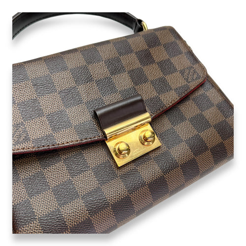 Croisette Damier Ebene Top Handle Bag in Coated Canvas, Gold hardware