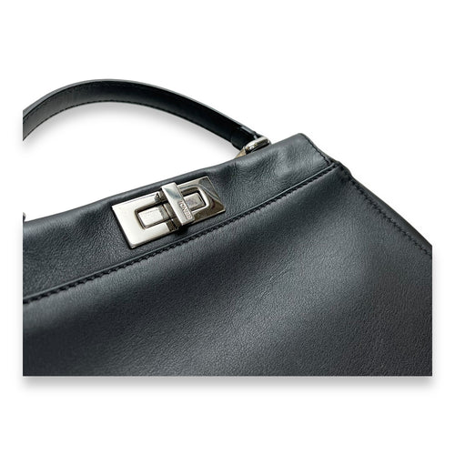 Peekaboo Medium Top handle bag in Calfskin, Silver Hardware