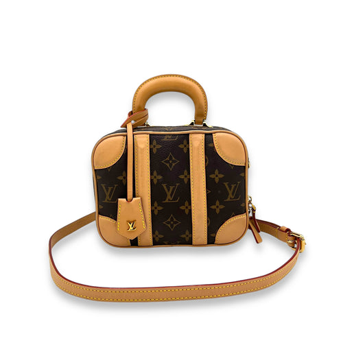 Valisette Top Handle Bag Brown in Monogram Coated Canvas, Gold hardware