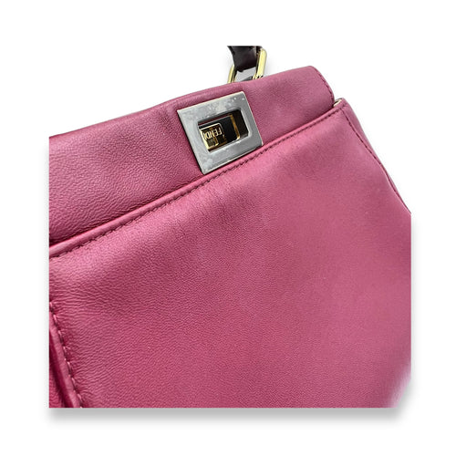 Peekaboo Mini Red Top Handle Bag in Calfskin, Gold hardware