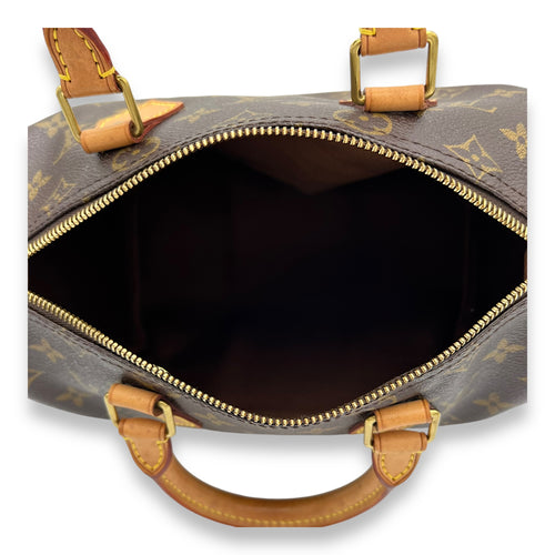 Speedy Top Handle Bag 25 Brown in Monogram Coated Canvas, Gold hardware