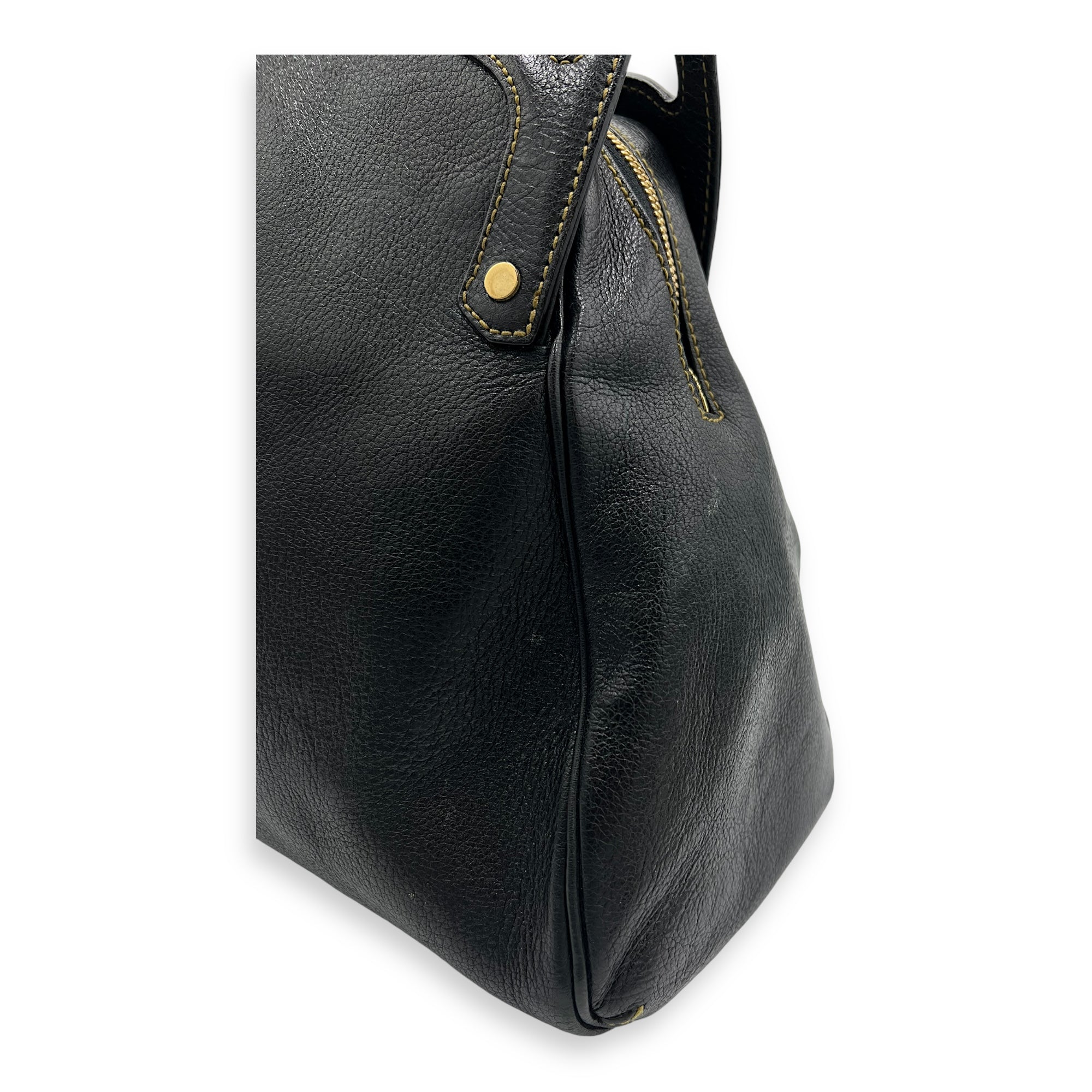 Marcello Top Handle Bag Black in Calfskin, Gold hardware