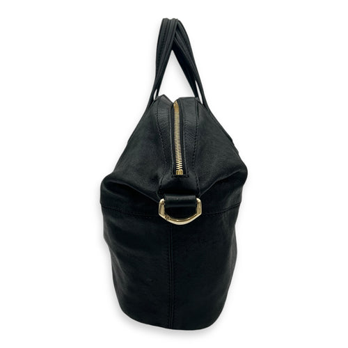 Nightingale Black Top Handle Bag in Lambskin, Gold hardware