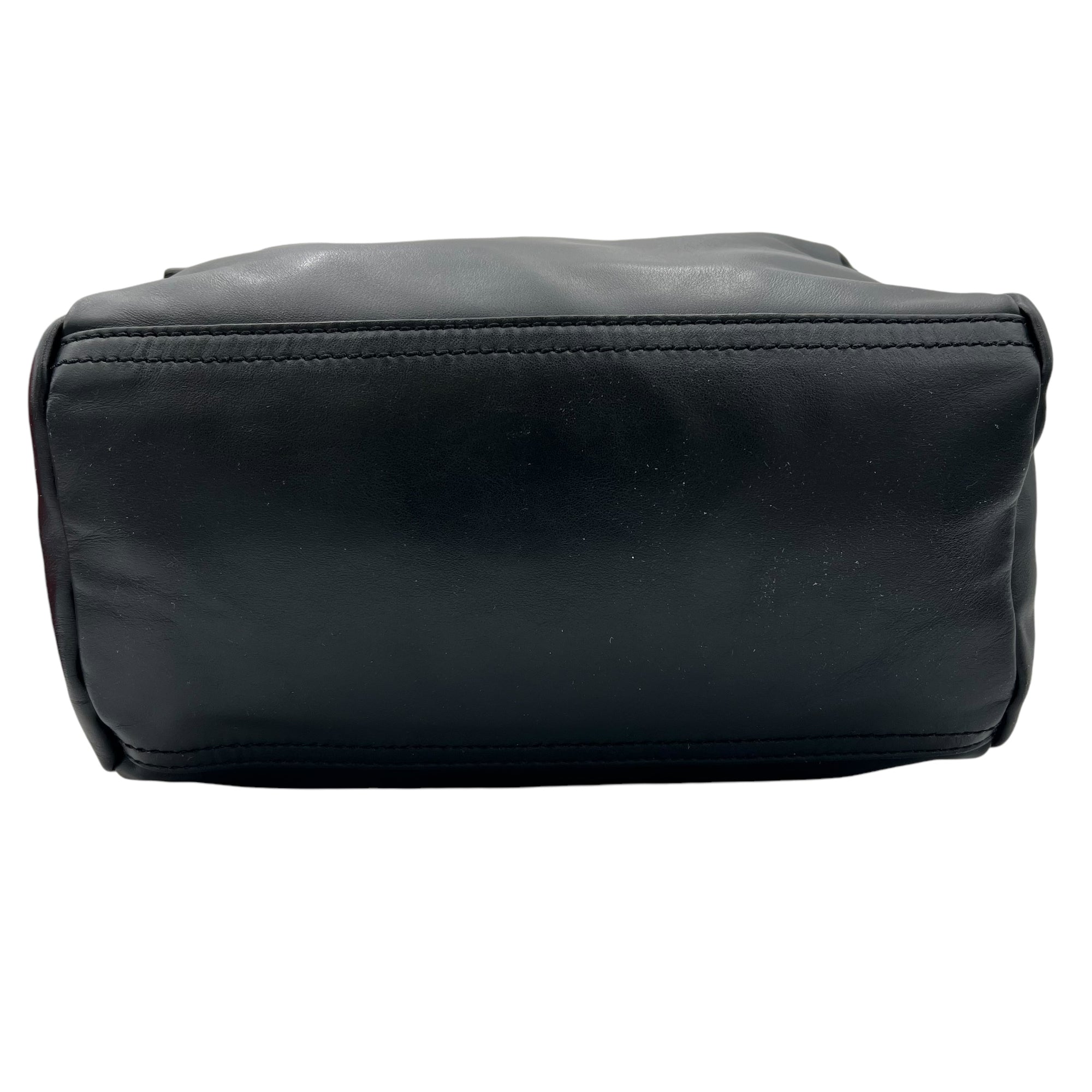 Pandora Top Handle Bag Black in Calfskin, Silver hardware