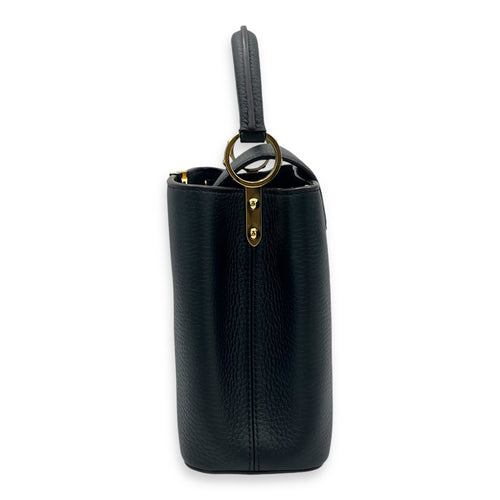 Capucines Top Handle Bag BB Black in Calfskin, Gold hardware