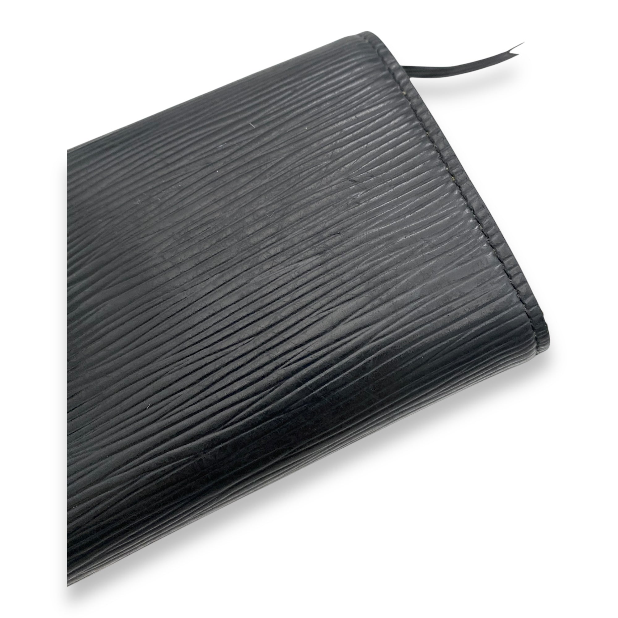 Victorine Black Wallet in Epi Leather, Silver hardware