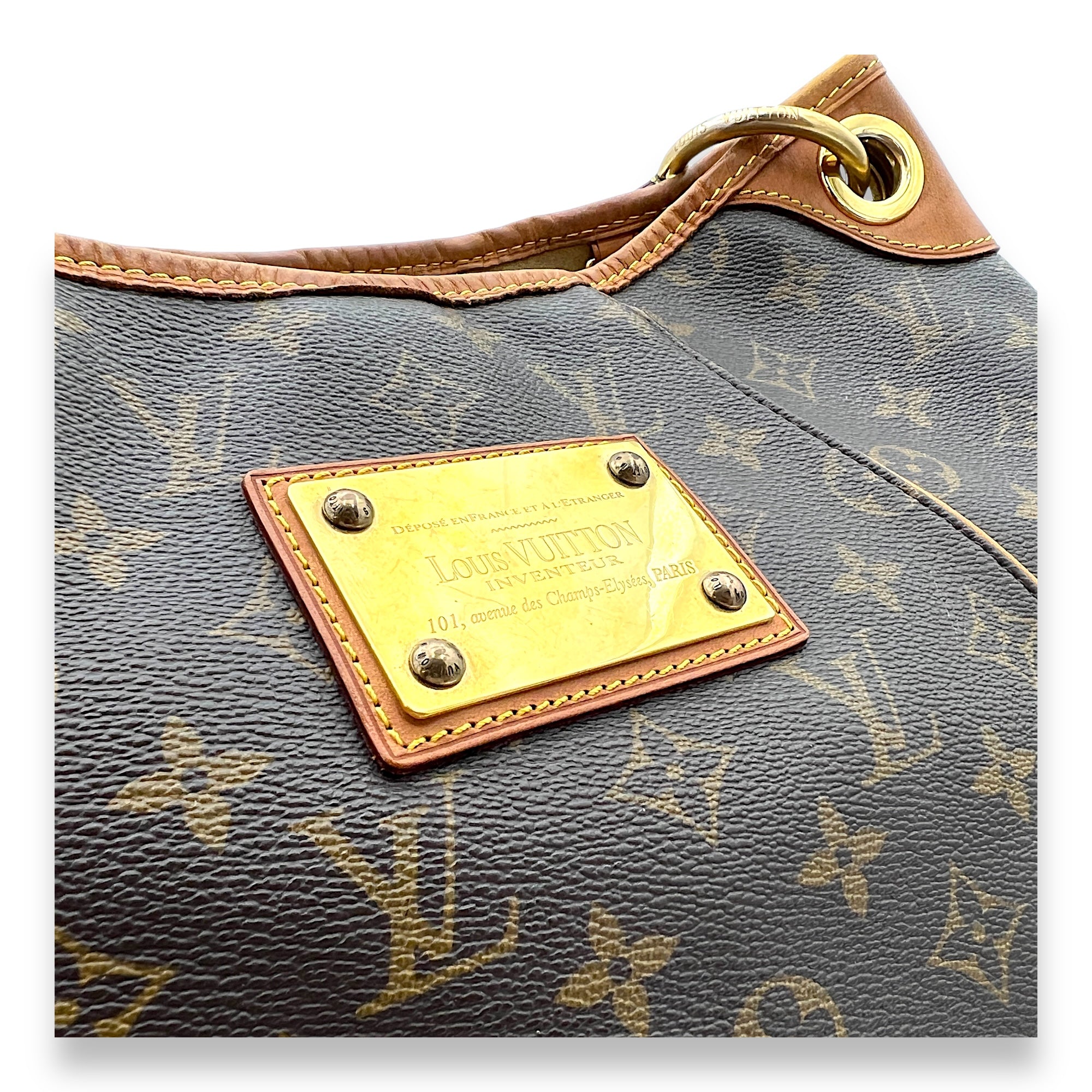 Galleria Shoulder Bag Brown in Monogram Coated Canvas, Gold hardware